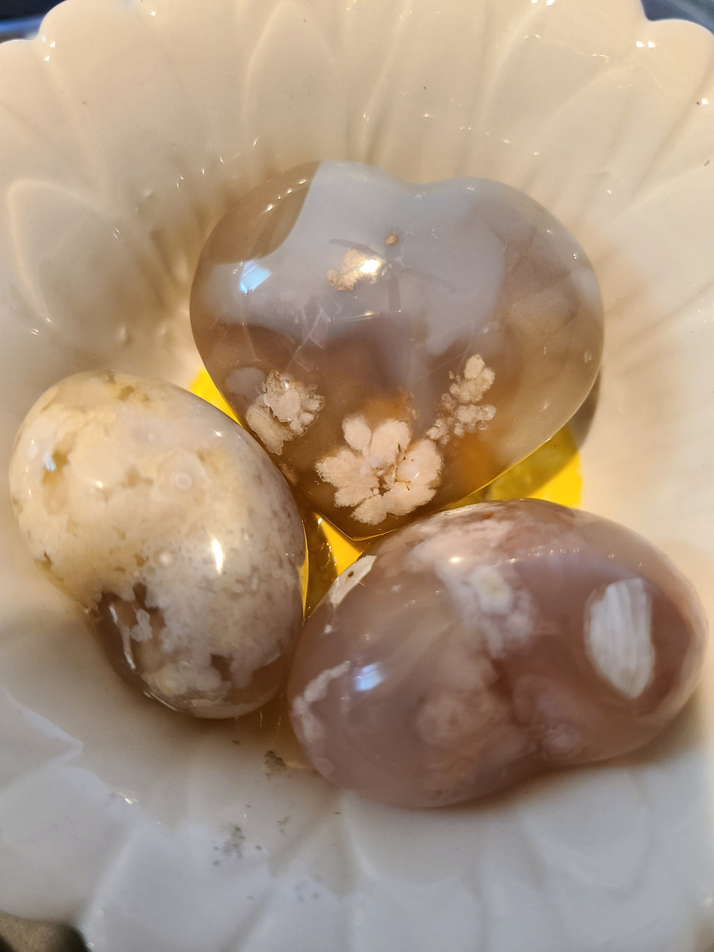 Flower Agate Heart Crystal | Palm Stone | Healing Crystals for Self Love, Growth & Transformation