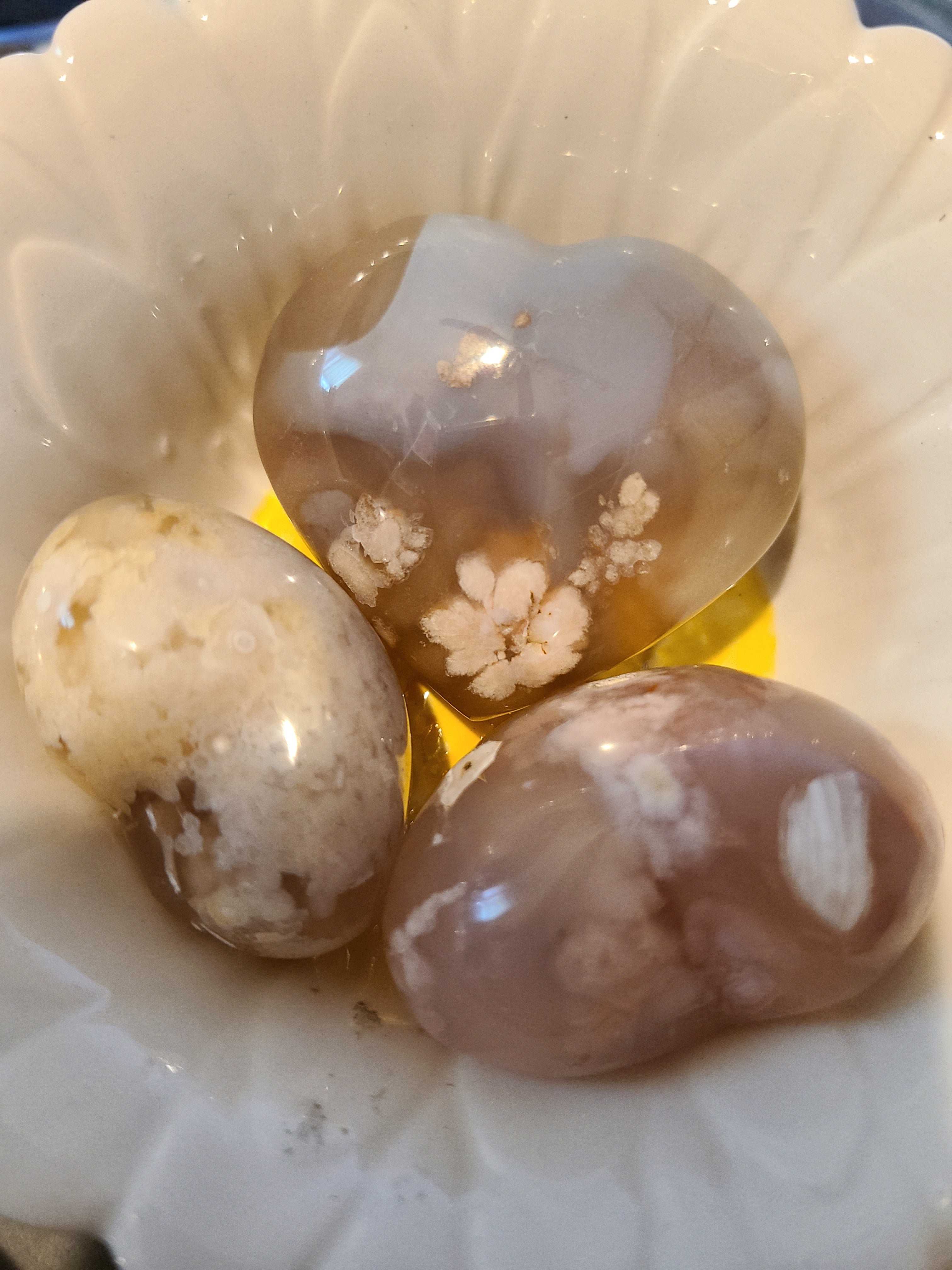 Flower Agate Heart Crystal | Palm Stone | Healing Crystals for Self Love, Growth & Transformation