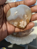 Flower Agate Heart Crystal | Palm Stone | Healing Crystals for Self Love, Growth & Transformation