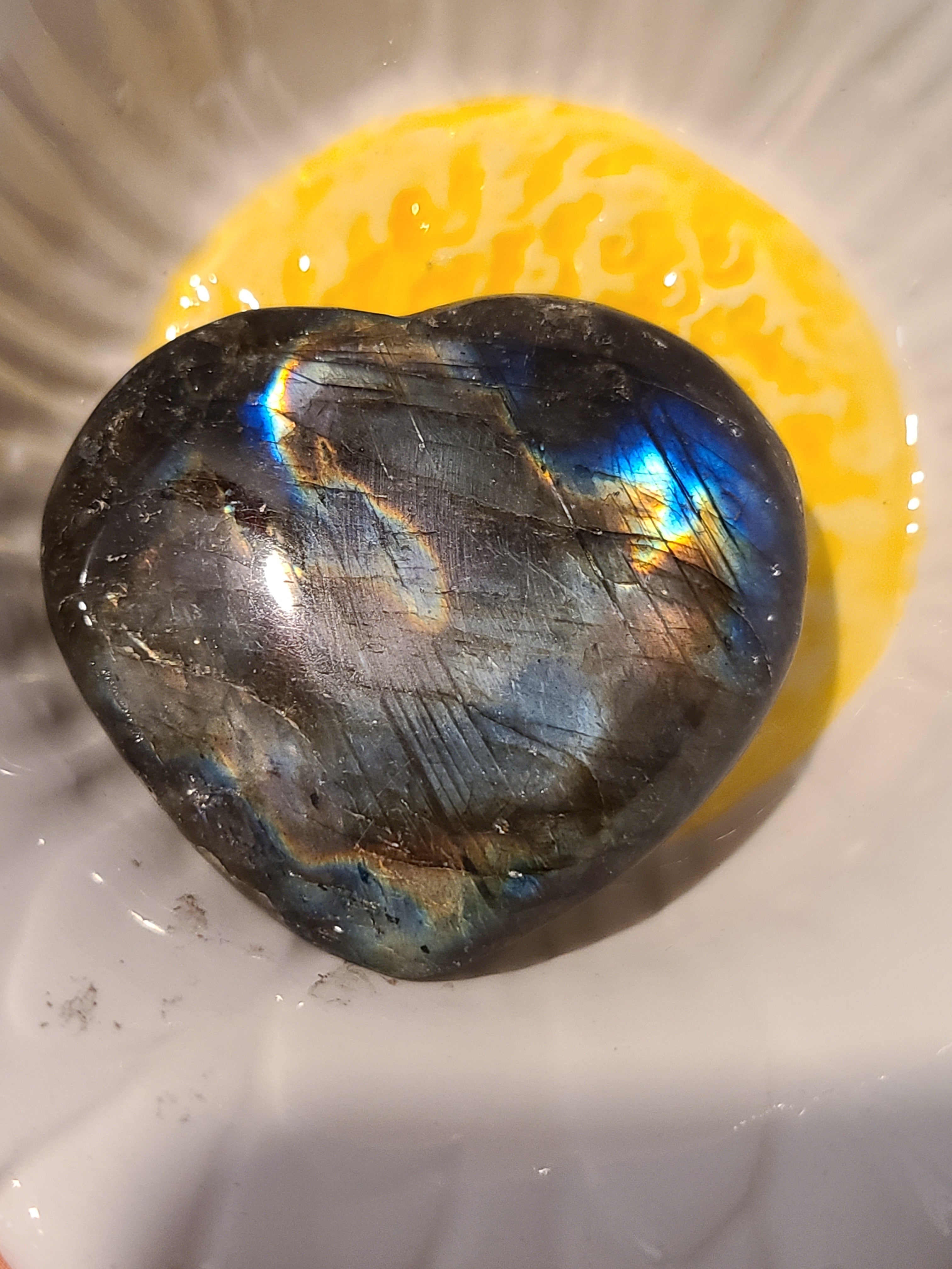 Flashy Labradorite Heart Crystal 2.8 oz | Rainbow Fire Labradorite | Protection & Intuition Healing Stone