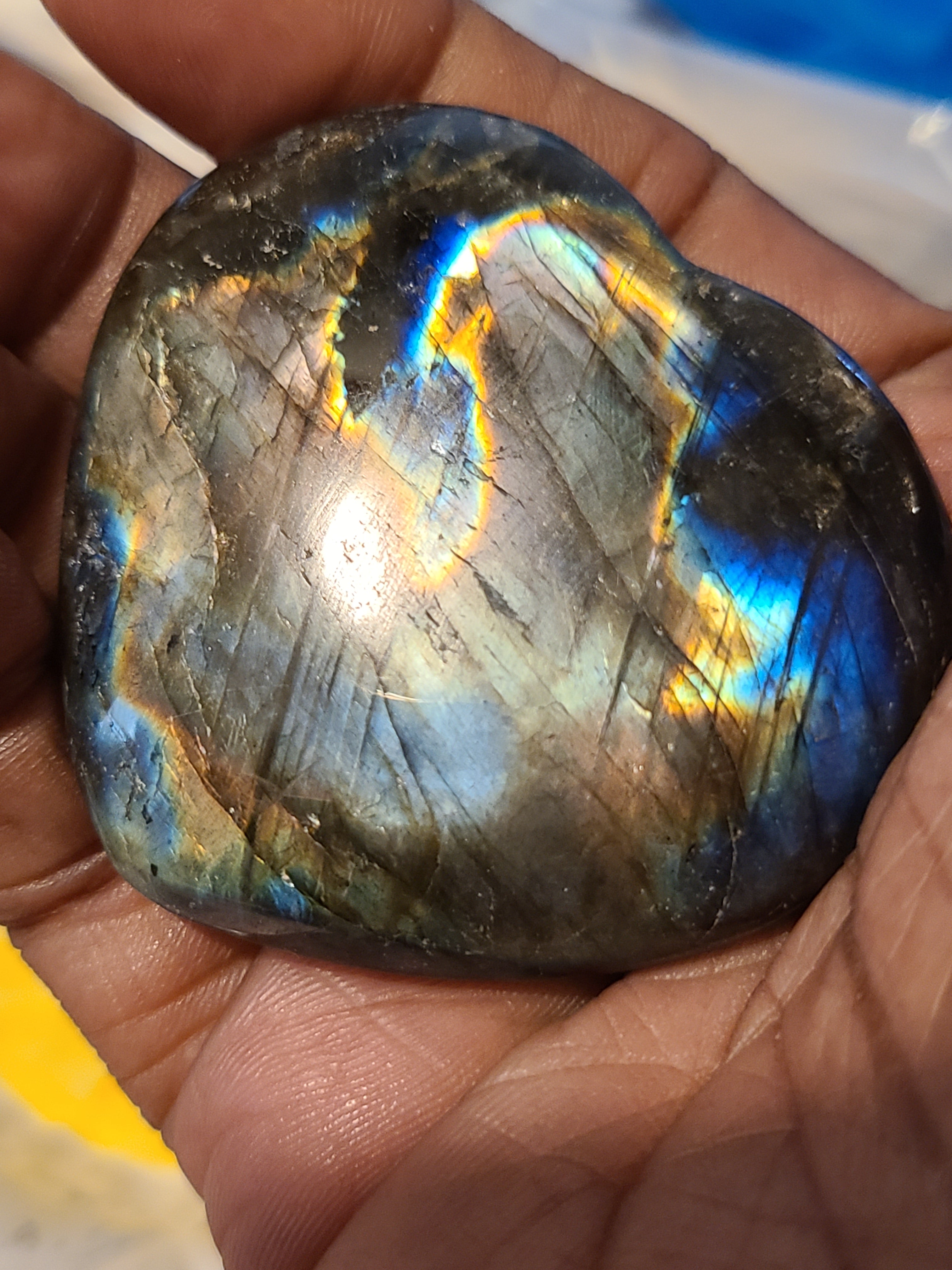 Flashy Labradorite Heart Crystal 2.8 oz | Rainbow Fire Labradorite | Protection & Intuition Healing Stone
